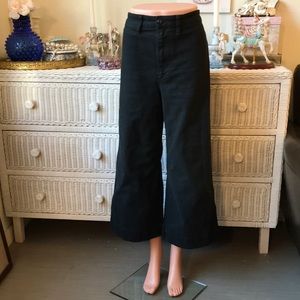 Madewell black high waisted Emett wide leg crop pants 29